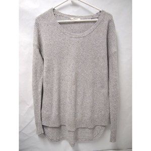 Madewell Womens Sweater M Grey Tunic Knit Scoopneck High-Low Textured Cotton